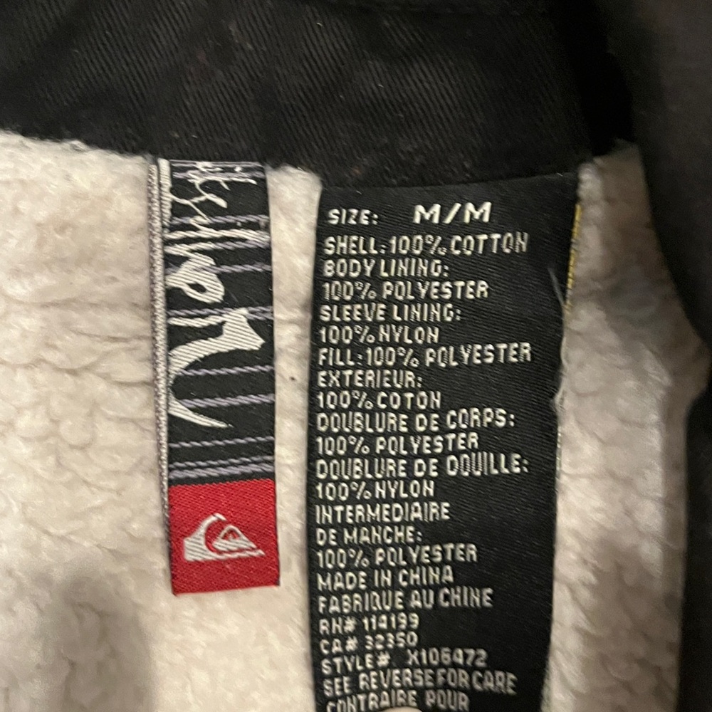 QUIKSILVER- Men's Black  fleece lined Jacket Size M - Picture 3 of 9